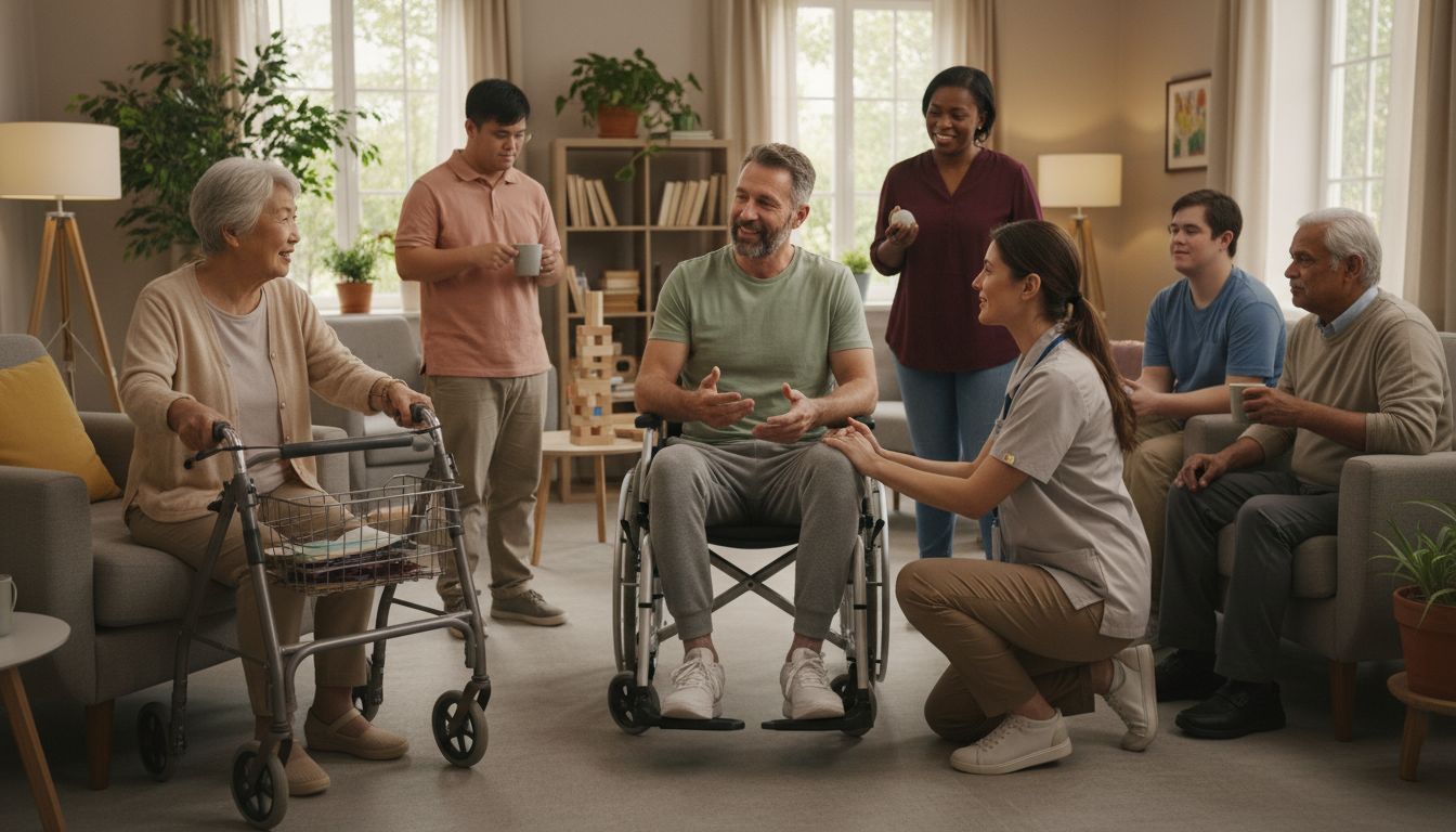 Care team meeting in community center